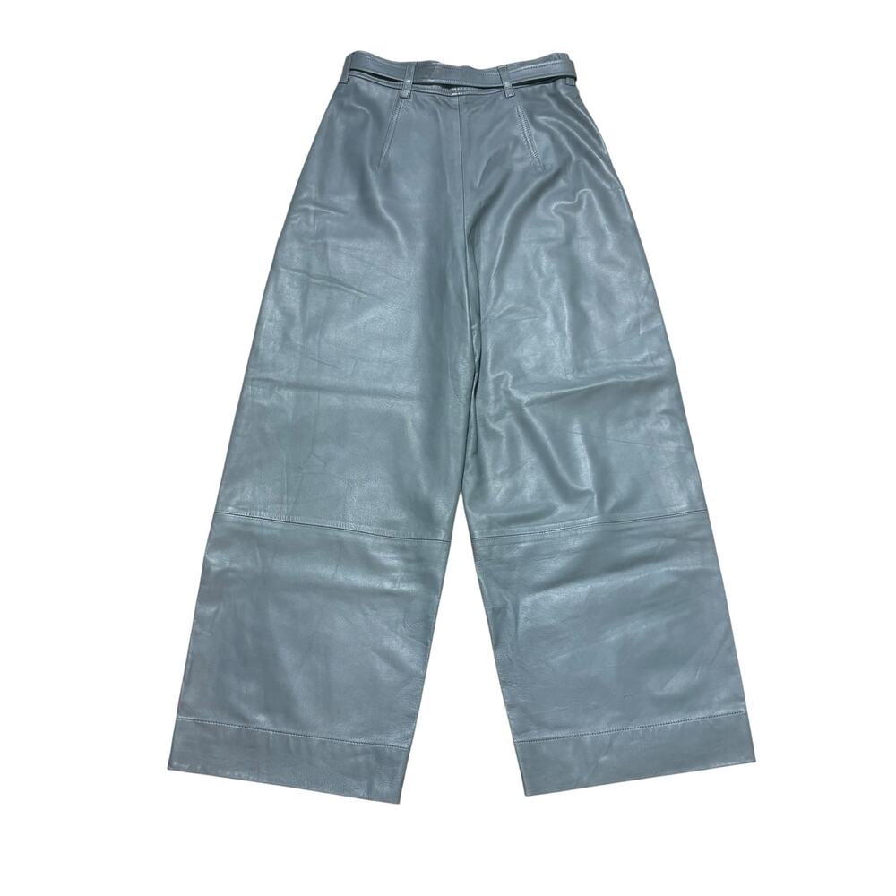 Vince NWT Leather High Waist Wide Leg Cropped Pants Size 2 - Picture 3 of 4